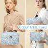 3PC Makeup Bag Set, Quilted Makeup Bag, Large Floral Cosmetic Bag for Women, Cute Cotton Makeup Bags, Flower Travel Toiletry Organizer Bag (light blue) view 4