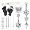 Autdor Belly Piercing Kit 13Pcs Belly Button Piercing Kit Includes 2Pcs 14G Belly Button Rings 1Pc Piercing Clamp 4Pcs Piercing Tools 14G 4Pcs Clean Tools 2Pcs Gloves for Piercing Supplies view 1