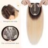 Benehair 10 Inch Hair Toppers For Women Real Human Hair 120% Density 4 * 4.7'' Hand Made Lace Base 100% Remy Human Hair Wiglets Toppers for Thinning Hair No Bangs Ombre Bleach Blonde view 2