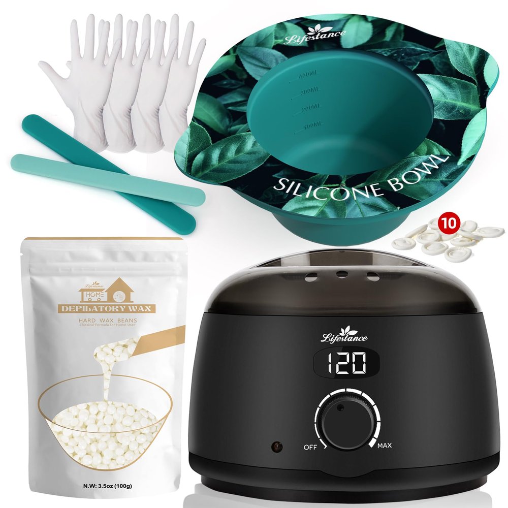 Lifestance Conical Silicone Wax Warmer Liner + 1LB Pearl-White Wax Beads + L2 Digital Wax Warmer