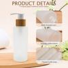 100ML/3.3OZ Empty Refillable Transparent Frosted Glass Lotion Pump Bottle with Bamboo Pump Soap Dispensers Toiletries Storage Containers for Shampoo Essential Oils Shower Gel view 3