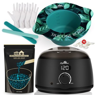 Lifestance Conical Silicone Wax Warmer Liner + 1LB Jasmine Wax Beads + L2 Digital Warmer