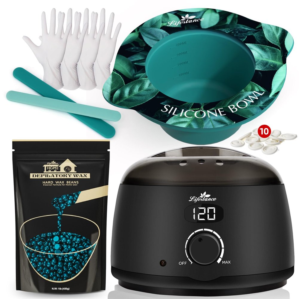 Lifestance Conical Silicone Wax Warmer Liner + 1LB Jasmine Wax Beads + L2 Digital Warmer