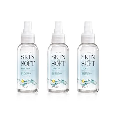 AVON SKIN SO SOFT Original Jojoba Oil Spray  Lightweight DRY Oil with Natural Moisturizing JOJOBA for Silky Smooth, Hydrated Skin 5.Fl Oz (3 PACK)