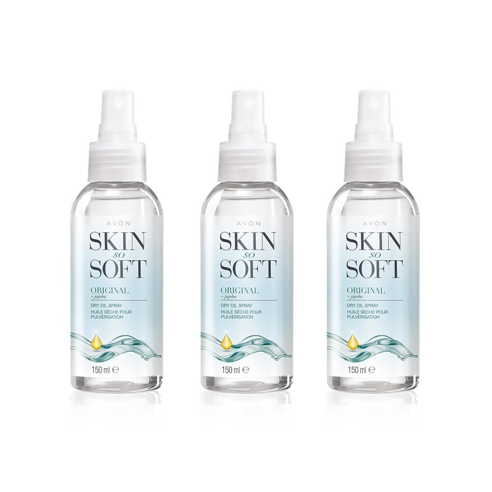 AVON SKIN SO SOFT Original Jojoba Oil Spray  Lightweight DRY Oil with Natural Moisturizing JOJOBA for Silky Smooth, Hydrated Skin 5.Fl Oz (3 PACK)