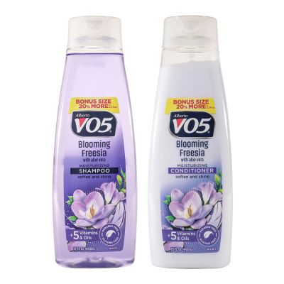Alberto VO5 Blooming Freesia Revitalizing Conditioner and Moisturizing Shampoo - Hair Conditioner Formulated with Essential Vitamins and Oils - With Coconut Milk, Vitamin E and Biotin - 2 pc