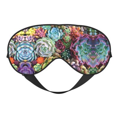 Cute Succulents Print Fashion Block Out Light Eye Mask 7.9X4 inch for Air Travel Full Night Sleeping