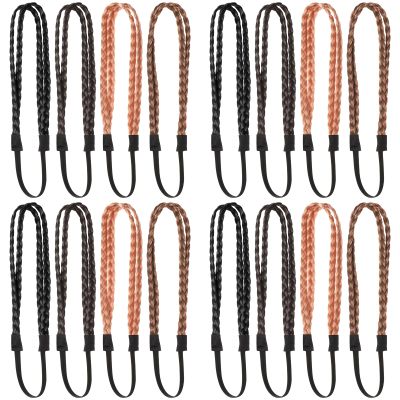 Lurrose 16 pcs Bohemian Hippie Adjustable Elastic Double Stranded Braided Leather Headbands Stranded Boho Accessories for Women