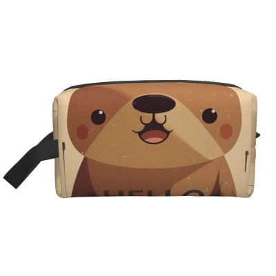 RLDOBOFE Toiletry Bag for Women Men Dopp Kit Travel Makeup Bag Make Up Organizers Cosmetic Bag Hello Written on the Bear Hanging Toiletry Bag Shaving Bag with Large Capacity for Travel