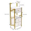 Salon Station, Beauty Salon Station for Hair Stylist, Beauty Storage Cabinet with 3 Drawers & 2 Hair Dryer Slots, Makeup Organizer Hair Stations for Barber, Cosmetic Studio (Marble Color+Gold) view 2
