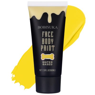 BOBISUKA Yellow Face Body Paint, Water Based Face Painting for Art Theater Halloween Party Cosplay Clown SFX Makeup for Women Adults, Non-Toxic Washable