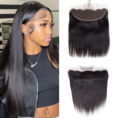 Brazilian HD Lace Frontal 8 Inch Straight 13x4 Human Hair Frontal Black Middle Part 100% Human Hair 13x4 Lace Frontal With Baby Hair (8 Inch, Black)