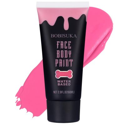BOBISUKA Pink Face Body Paint, Water Based Face Painting for Art Theater Halloween Party Cosplay Clown SFX Makeup for Women Adults, Non-Toxic Washable