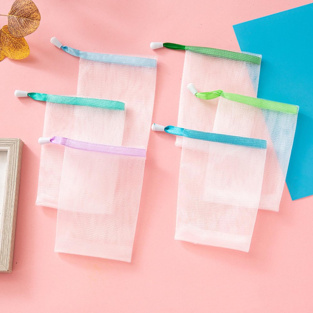 EDBAZLAGE 1 set = 100 foaming nets, soaps, facial cleanser, foaming nets, foaming nets, cleansing nets, handmade soap bubblers, washing face foaming nets, 1# Ribbon 9*11cm