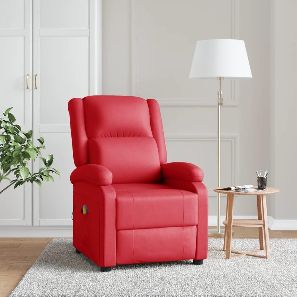 YELWHI Electric Massaging Chairs Massage Chair Red Faux Leather,Premium Massage Reclining Chair: Ultimate Comfort and Relaxation Furniture for Living Room