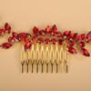 BERYUAN Bridal Full Rhinestone Hair Comb Teardrop Rhinestone Bridal Headpiece Crystal Rhinestone Hair Comb Silver Gold Wedding Hairpiece for Brides Bridesmaid (red) view 4