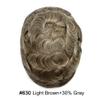Healthlif Hair System Toupee For Men Human Hair Full French Lace Hair Piece For Mens Toupee Hair Replacement Systems Natural Hairline 8X10-80% density#630#6 Brown+30% Grey view 2