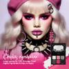 Afflano Goth Pink Eyeshadow Palette, Black Silver Pink Smokey Eyes Makeup Eyeshadow Pallet With Mirror, for Goth Girls Women Long Lasting Daily Valentine makeup, Emo Halloween Clown SFX Gothic Looks view 2