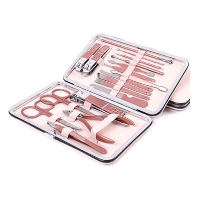 18-Piece Stainless Steel Nail Clipper Set with Polishing Files, Cuticle Pusher & Storage Case Manicure Pedicure Kit for Men and Women, Eyebrow Care Tools Compatible with Nail Types