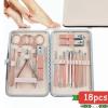 18-Piece Stainless Steel Nail Clipper Set with Polishing Files, Cuticle Pusher & Storage Case Manicure Pedicure Kit for Men and Women, Eyebrow Care Tools Compatible with Nail Types view 2