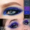 Afflano Goth Eyeshadow Palette Purple Blue, Multichrome Chrome Blue Purple Matte Black White Grey Dark Eye Shade, Gothic Halloween Makeup Eye Shadow Pallet for Joker Clown Cosplay SFX Makeup Costume view 2