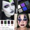 Afflano Goth Eyeshadow Palette Purple Blue, Multichrome Chrome Blue Purple Matte Black White Grey Dark Eye Shade, Gothic Halloween Makeup Eye Shadow Pallet for Joker Clown Cosplay SFX Makeup Costume view 3
