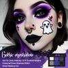 Afflano Goth Eyeshadow Palette Purple Blue, Multichrome Chrome Blue Purple Matte Black White Grey Dark Eye Shade, Gothic Halloween Makeup Eye Shadow Pallet for Joker Clown Cosplay SFX Makeup Costume view 4