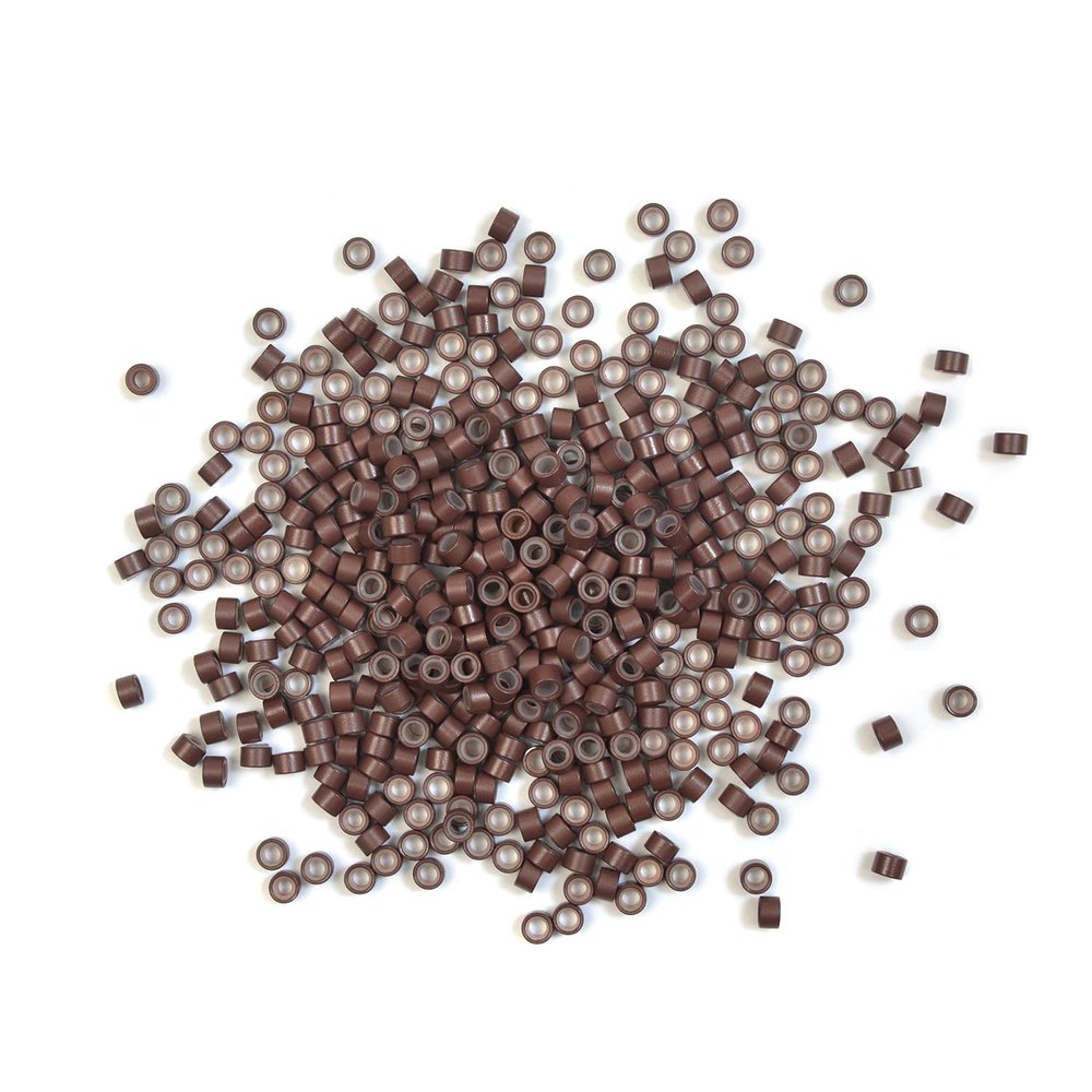 500 Pcs Hair Extension Beads Silicone Lined Micro Links Beads 4.5 mm for Hair Extensions (Brown)