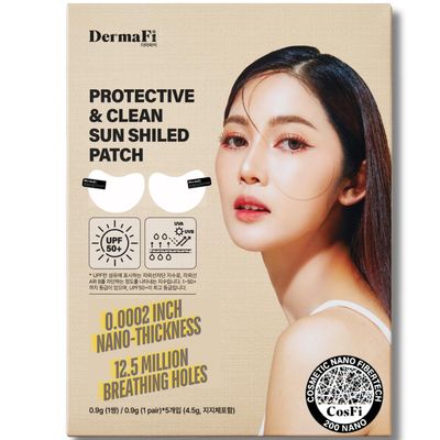 [DermaFi] Protective & Clean Sun UV Shield Patch Breathable and Transparent Patch (0.0002 inches nano-thickness) 1pair* 5pack, Korean Beauty (Adult)