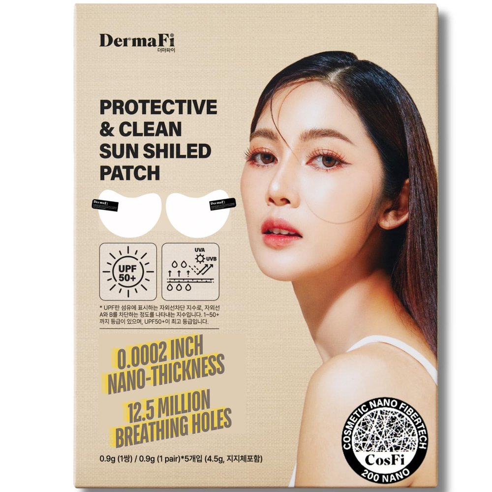 [DermaFi] Protective & Clean Sun UV Shield Patch Breathable and Transparent Patch (0.0002 inches nano-thickness) 1pair* 5pack, Korean Beauty (Adult)