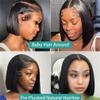 13 * 4 Lace Wigs Short Black Straight for Hair Loss Human Hair Hand Made for Hair Loss with Thin Hair (12inch) view 3