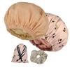 2Pcs Genergy Shower Cap for Women Waterproof, Adjustable Shower Cap Reusable, Luxury Shower Caps Comfortble, Extra Large &Double Layers &Reversible Satin Lined Bonnet(Apricot+Pink flower) view 1