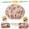 2Pcs Genergy Shower Cap for Women Waterproof, Adjustable Shower Cap Reusable, Luxury Shower Caps Comfortble, Extra Large &Double Layers &Reversible Satin Lined Bonnet(Apricot+Pink flower) view 3