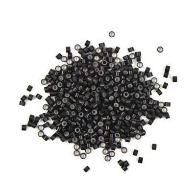 1000 Pcs Hair Extension Beads Silicone Lined Micro Links Beads 4.5 mm for Hair Extensions (Black)