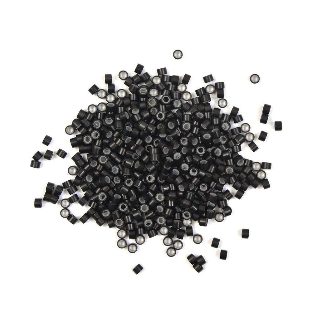 1000 Pcs Hair Extension Beads Silicone Lined Micro Links Beads 4.5 mm for Hair Extensions (Black)