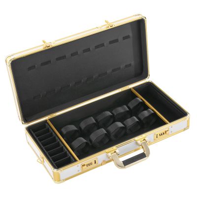 YUMIONB Barber Case, Hairdresser's Toolkit Organiser Portable Travel Carrying Case Tool Suitcase Hairdresser's Workbox with Combination Lock for Hairdressers and Beauty Salons (White+Gold)