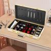 YUMIONB Barber Case, Hairdresser's Toolkit Organiser Portable Travel Carrying Case Tool Suitcase Hairdresser's Workbox with Combination Lock for Hairdressers and Beauty Salons (White+Gold) view 2