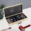 YUMIONB Barber Case, Hairdresser's Toolkit Organiser Portable Travel Carrying Case Tool Suitcase Hairdresser's Workbox with Combination Lock for Hairdressers and Beauty Salons (White+Gold) view 3