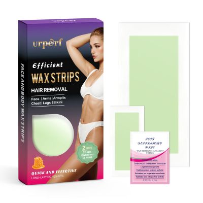 72 Count Brazilian Wax Strips for Smooth Skin, 24 Facial Wax Strips, 48 Body Wax Strips, 12 Calming Oil Wipes Women and Men Hair Removal Waxing Kit for Face, Underarms, Bikini, Legs - Green Strips