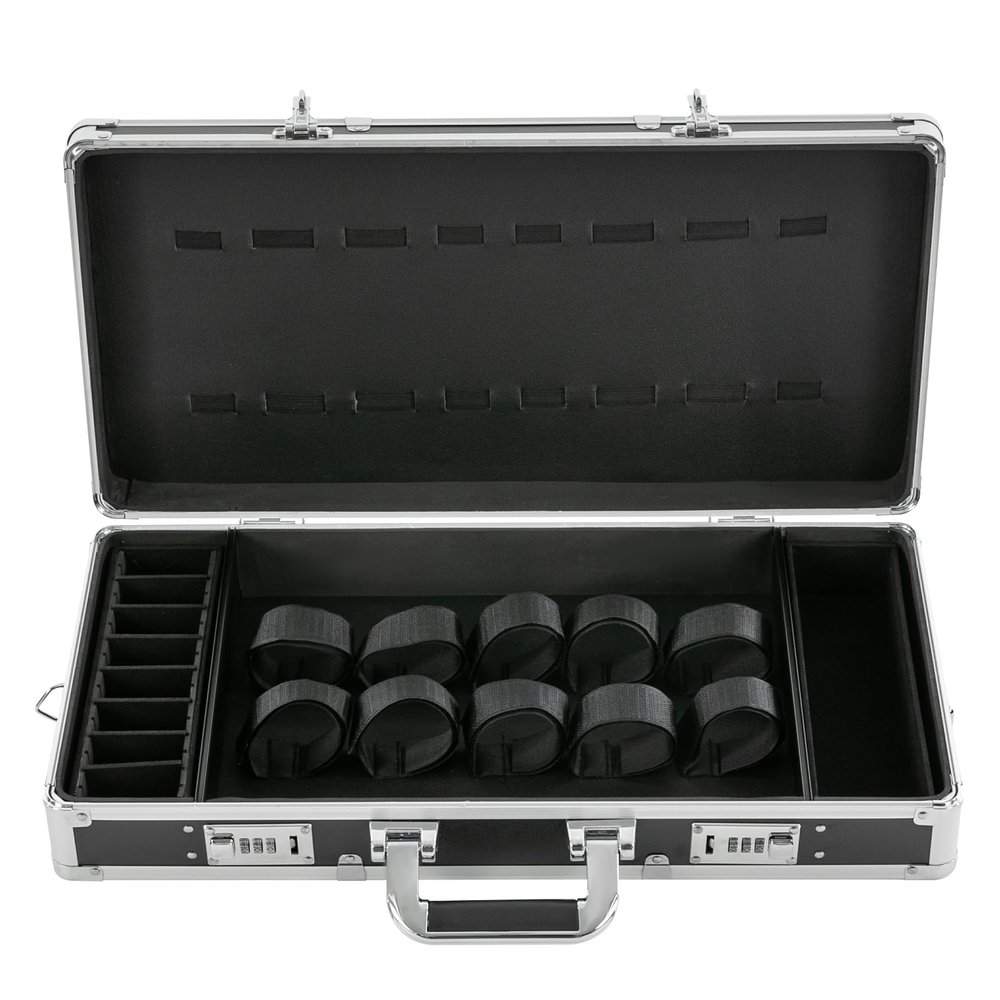 Barber Carrying Case with Two Combination Locks and Adjustable Shoulder Strap,Hairdresser Tool Box Organizer Traveling Case,Portable Travel Barber Suitcase for Hair Stylist Pet Groomer (Silver)