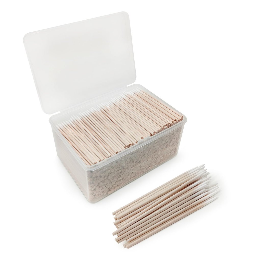 1200 Pcs 2.75 Inch Cotton Swabs Precision Microblading Eyebrow Makeup Small Pointed Cotton Tipped Toothpicks Tip Electronics Machine Cleaning Cotton Applicator Bud Wooden Sticks Cusp