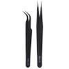 Jkjhbhged Nail Art Rhinestones Eyelashes Extension Straight & Curved Tweezers Tool Set-Black view 1