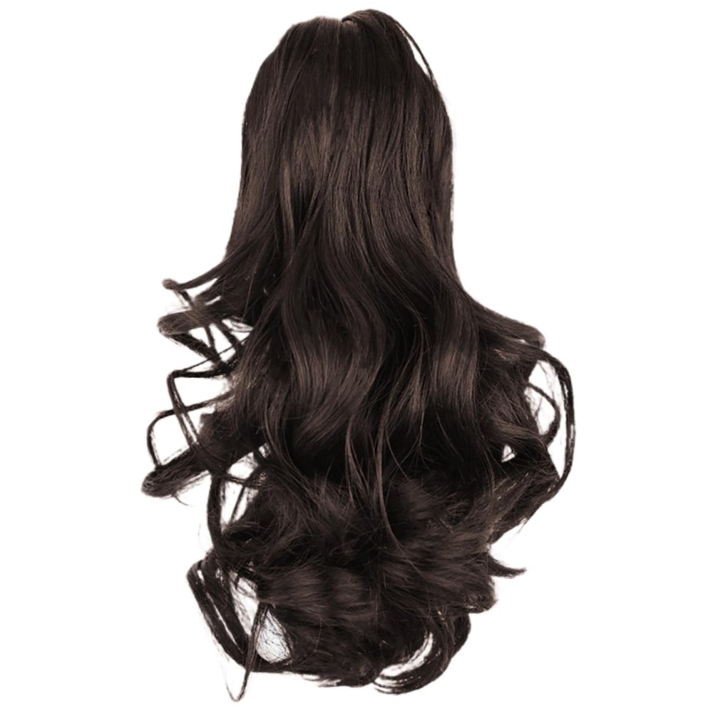 1PC Ponytail Extension for Women Curly Ponytail Extension 10in Curly Multi-layer Clip On Drawstring Ponytail Natural Breathable Shaggy Medium Length Washable Fake Ponytail for Hairstyling, Dark .