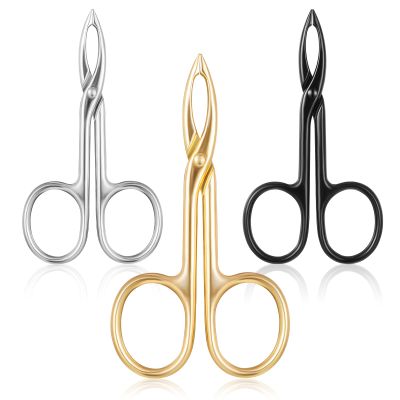 3Pcs Precision Scissor Tweezers, Eyebrow Tweezers with Scissor Handles, Pinzas Para Cejas for Women Facial Hair and Eyebrow Care(Gold, Silver, Black)