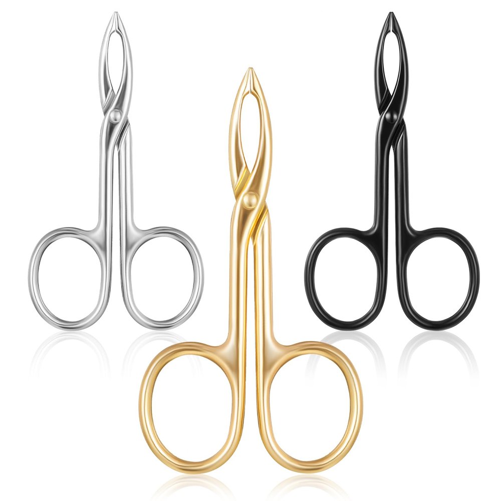 3Pcs Precision Scissor Tweezers, Eyebrow Tweezers with Scissor Handles, Pinzas Para Cejas for Women Facial Hair and Eyebrow Care(Gold, Silver, Black)