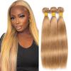 #27 Honey Blonde Bundles Human Hair 16 18 20 Straight Human Hair Bundles Blonde Bundle 100 Gram Per Bundle 12A Unprocessed Brazilian Remy Hair Virgin Hair Quick Weave for Black Women view 1