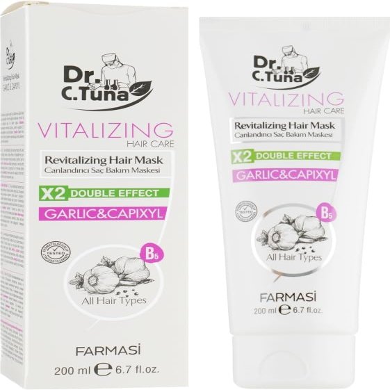 FARMASi Hair Mask, Garlic Extract, 200ml/6.76flOz - Deep Nourishment, Repair, Strengthens, Revitalizes Hair, Keratin, Vitamins, Improves Texture, Manageability, All Hair Types