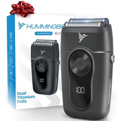 HUMMINGBIRD MK2 Compact Foil Shaver  No Nick, No Cut, No Razor Burn Face Shaver for Men, Portable USB C Rechargeable, Dual Foil Flex Head Electric Razor, LED Display, Travel Head & Facial Groomer