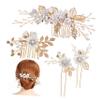 TOVINANNA 1set Flower Hair Combs Rhinestones and u Shaped Hair for Brides for Weddings Parties and Special Occasions view 1