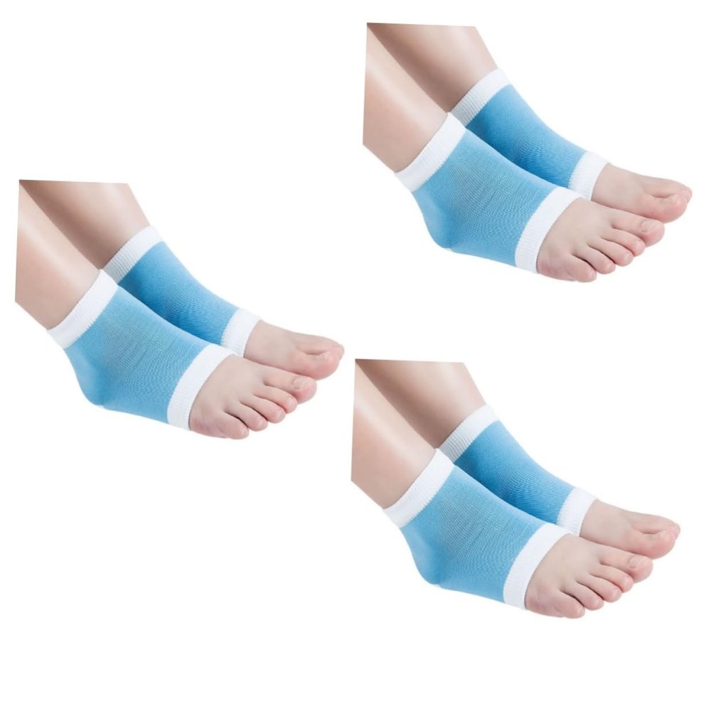 FRCOLOR 3pcs Spa Vented Gel Heel Socks for Dry Moisturizing Open Toe Socks Vitamin-enriched Foot Care Breathable for Everyday Use